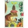 Postcard Glitter Tausendschoen Squirrel Pinecone Hat Sunflower Postcrossing