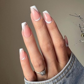 Quaferen Coffin Nails Tips Medium: 240pcs Pre-shape Acrylic Fake Nail Tips Coffin - 12 Sizes Soft Gel Full Cover Clear Gelly Press on False Tip for Nail Extension Salon Home