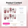 JODSONE Press on Nails 3D Handmade Pink Bow Rhinestone Jelly