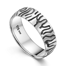 MATERIA by Matthias Wagner Women's Ring 925 Silver Zebra Pattern - African Silver Ring Antique, Sterling Silver