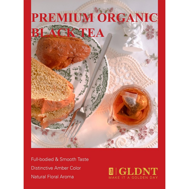 GLDNT Organic Black Tea Bags, Natural Organic Black Tea, Smooth