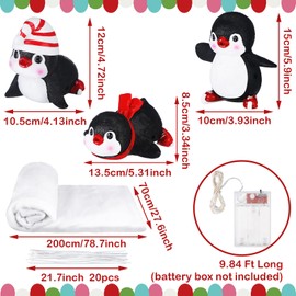 Liliful Set of 3 Christmas Stairway Decoration Resin Holiday Decor Sliding Winter in Snow Carpet with LED Lights and 20 Ribbons for Handrail Decoration Banister Stairway Gift(Penguin)