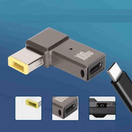 100W PD USB Type C Female Input to DC, Laptop USB C Female Input to Slim Tip Rectangle Power PD Charge Converter for Laptop