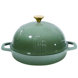 Flavehc Bread Oven Cast Iron Bread Dutch Oven with Cloche Lid for Bread Baking Green Enameled Cast Iron Bread Oven with Dome Lid for Sourdough, 9.8 Inches