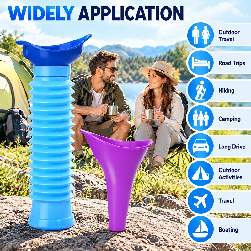 Portable Urinal Bottle 2 Pack for Travel – 750ml Shrinkable
