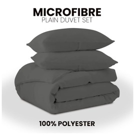 GC GAVENO CAVAILIA Microfiber Duvet Cover Single Bed with Soft Pillowcase - 2 Piece Bedding Quilt Cover Set (135x200 cm) - Comfortable Plain Bedding & Linen, Charcoal