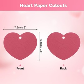 MECCANIXITY 100PCS Red Heart Paper Cutouts 2.5 Inch Heart Shaped Tags with 100PCS Ribbon for Valentine's Day Craft Bulletin Board