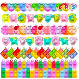 KIDRENFUN Party Bag Fillers for Kids - 60 PCS Fidget Toys Pack Party Favours, Birthday Party Bag Toys Lucky Dip Prize, Poppet Keyring Class Gifts, Return Gifts Pinata Fillers for Girls Boys