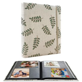 Eosbird 4x6 inch Photo Album for 200 Photos, Large Capacity Linen Photo Album, Children's Family Bookshelf Scrapbook for Baby Growth Wedding Memory (green)