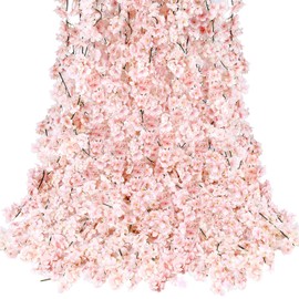 Sggvecsy Guirnalda de flores de cerezo artificiales, 10 unidades, guirnalda de flores de seda para colgar en el hogar, boda, jardín, fiesta, arco de oficina, decoración (rosa)