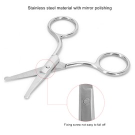 Tijeras para Bigote, Tijeras para Pelo de Nariz de Acero Inoxidable, Tijeras de Punta Redondeada para Cejas, Nariz, Bigote, Barba (MJ-WB090)