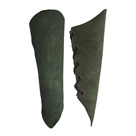 Andracor - Lightweight Arm Warmers Made of Real Suede - Tapered Arm Protectors with Lacing - Green