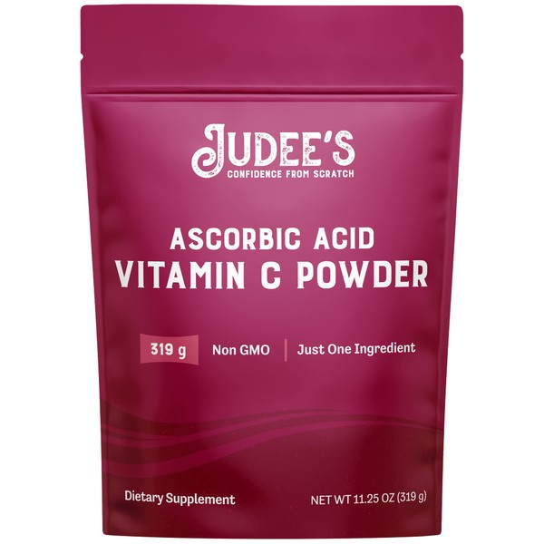 Judee’s Pure Vitamin C Powder 11.25 oz - 100% Non-GMO, Gluten-Free and Nut-Free - (L - Ascorbic Acid) - Immune Support & Antioxidant Supplement - No Fillers - for Cosmetics and Preserving Foods