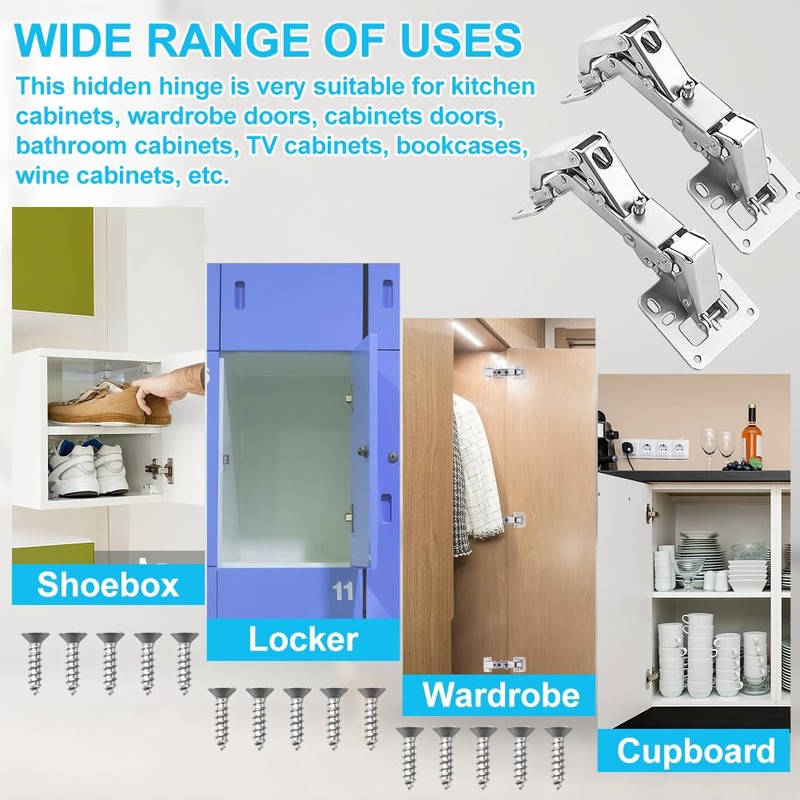 CYNNXIA 2 PCS 170 Degree Cabinet Hinge Kitchen Cupboard Doors