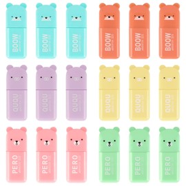 18 Pack Cute Bear Highlighter Pen, Aesthetic Markers Highlighters, Macaron Colors Chisel Tip, Kawaii Marker Pens for School Study Notes Office