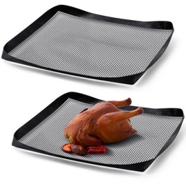 Teenyyou 2 Pcs PTFE Solid Oven Basket Non Stick Cooking Basket Cooking Trays for Quick Oven Accessories Baking Chips Chicken Wings Bread Heating(14.5 x 13.5 Inch)