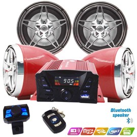 12V Motorcycle Waterproof FM USB 4 Channel 3 Inch UTV ATV Golf Car CartBluetooth Player Speaker FM Radio Stereo WRemote Control