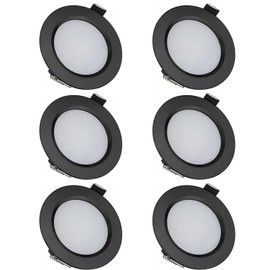 KONPWAY Spring-Type 12 Volt Recessed Lights for RV Boat Trailer Camper-Daylight 6500K 3W 270 Lumens, Low Voltage Downlights Dimmable, Pack of 6