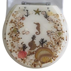 Daniel's Bath & Beyond Polyresin Round Seahorse Toilet Seat, 17", Ivory