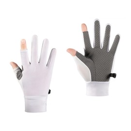 Tbest Sunblock Gloves Summer Ice Silk Cycling Gloves UV Protection Driving Gloves 2 Fingerless Sport Gloves for Men Women Workout Gym Training Weight Lifting Outdoor M Size (White)