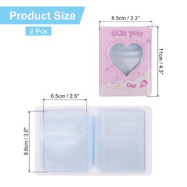 QUARKZMAN 3 Inch Mini Photo Album, 2 Pieces Kpop Love Heart Hollow Photocard Binder Album Mini Photo Card Book Holder with 40 Photos to Collect Pictures, Pink
