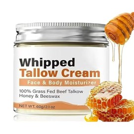 Crema de Cebo de Res con Balsamo de MielSebo de Res Sebo de Res para La Cara - Crema Facial con Acabado de Pasto de Animales Alimentados con Pasto... 