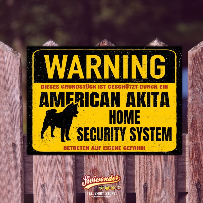 American Akita Inu Dog Sign Warning Security System Door Sign