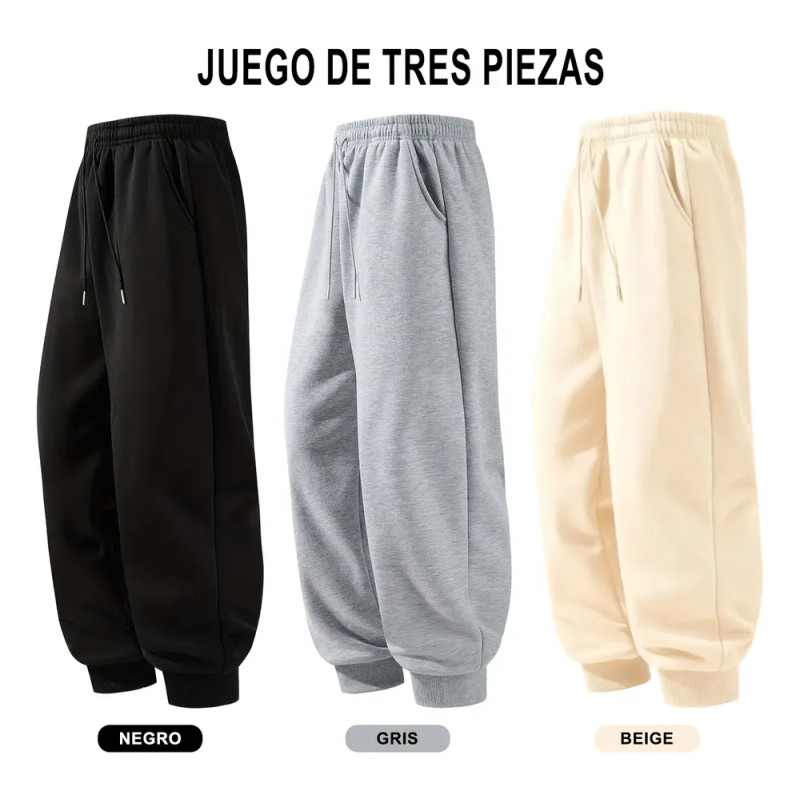 CHILLCAT - 3pcs Pants Pantalones Deportivo Moda Casual Gym Para