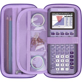 RAIALL Hard Graphing Calculator Case for Texas Instruments TI-84 Plus CE/TI-84 Plus/TI-83 Plus CE Color Calculators, Protection Storage Bag with Extra Zipped Mesh Pocket for Cables, Pens, Rule, Purple