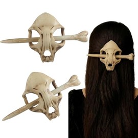 GuoShuang Pinza Para El Cabello Con Forma De Calavera Gótica Y Varilla De Hueso – Accesorios Retro De Resina Para El Cabello De Mujer, Estilo Witchcore Punk Alternativo Para Moños Y Recogidos