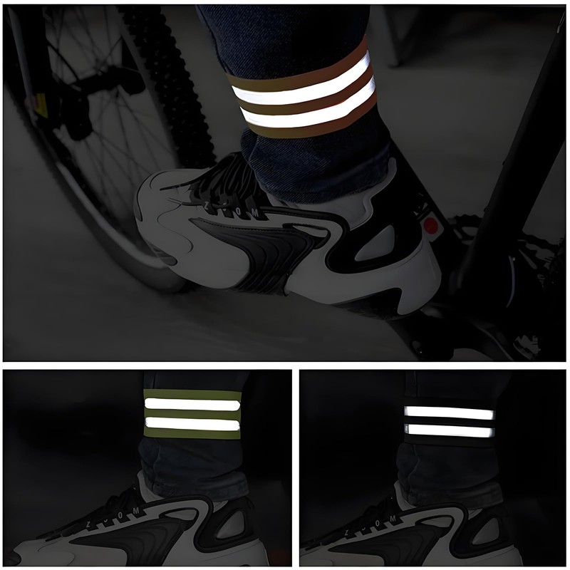 Pack of 6 Bicycle Trouser Clips, Elastic Reflective Band, Trouser
