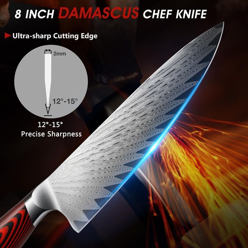 HOSHANHO 8 Inch Damascus Chef Knife, Professional VG-10 Damascus Super