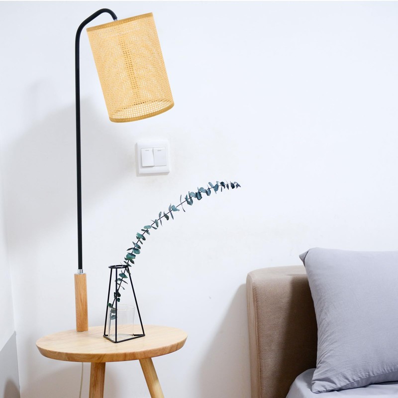 Angoily Rattan Drum Lampshade Replacement E27-E14 Barrel Lampshade Snap On