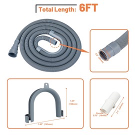 Emapoy Washing Machine Drain Hose, Multiple Diameter Design Washing Machine Drain Hose, 6 Ft Flexible Drain Hose, Extension Kit, Corrugated Washer Discharge Hose