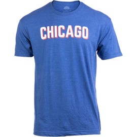 Ann Arbor T-shirt Co. Chicago | Classic Retro City Illinois IL Lake Michigan Midwest Pride Men's or Women's Tee - Blue, Large