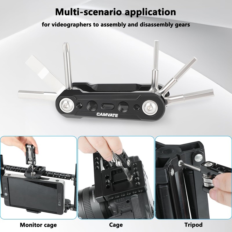 CAMVATE Folding 6-in-1 Multi-Tool Kit(Black)-3793