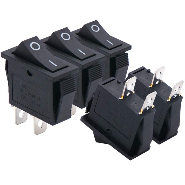 Twidec/5Pcs Rocker Switch 2 Pins 2 Position ON/Off AC 15A/125V 20A/250V SPST Car Boat Black Rocker Switch Toggle（Quality Assurance for 1 Years）KCD3-101