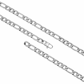 Speroto Men's Stainless Steel Necklace for Men Boys 6 mm/10 mm Figaro Chain, Hip-Hop Chain with Silver Gold Black, Length 50-60 cm, Stainless Steel