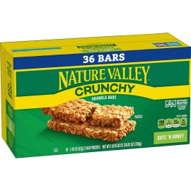 Nature Valley Crunchy Granola Bars, Oats 'n Honey - Chose Pack Size - 18 Count (36 Bars)