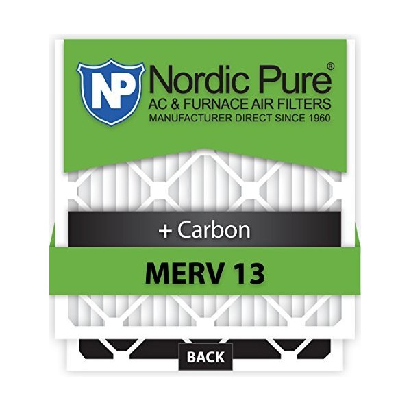 Nordic Pure 16x20x4 MERV 13 Pleated Plus Carbon AC Furnace Air Filters 6 Pack