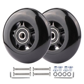 WHEELGOO 2-Pack PU Luggage Suitcase Replacement Wheels Repair Kit w/ABEC-7 Bearings and 6mm Axles for Trolley Carry-on Roller Travel Bag (80 * 24mm)