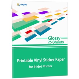 Gwybkq Glossy Printable Vinyl Sticker Paper for Inkjet Printer 25 Sheets 8.5"x11" Adhseive White Labels Decal Papers