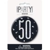 Round Prismatic 50th Birthday Badge | Party Accessories | Black