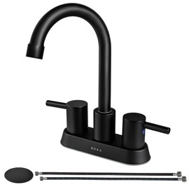 SOKA Commercial Bathroom Faucet 3 Hole Bathroom Sink Faucet with Pop-Up Drain Deck Plate for 3 Hole, 2 Handles 4 Inch Sink Lavatory Faucets with 360° Swivel