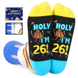 HAPPYPOP 26th Birthday Gifts Ideas Socks - Gifts for Guys in Their 26s, 26 Year Old Gifts for Men Women, 26th Birthday Socks