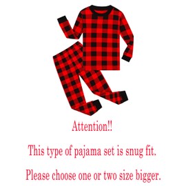 Family Feeling Big Girls Boys Long Sleeve Christmas Holiday Plaid Red Pajamas Sets Cotton Pyjamas Kids Pjs Size 8