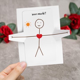 Set 3 Funny Stick Man Love You Greeting Cards, Gen Alpha Adorable Keepsake for Boyfriend Girlfriend, Romantic Pop-Up Love Card, Valentine’s Day, Birthday Gifts for Mom (Love you)