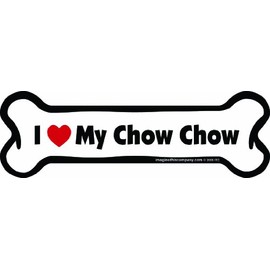 Imagine This Company I Love My Breed Bone Shaped Pet Magnet; Removable Magnets for Cars, Fridges, Lockers & More, Stylish Pet Inspired Car Accessories, 2 x 7 inches, 1 Item, White/Black, Chow Chow