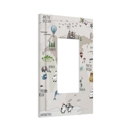 Wpshijia Outlet Covers Pastel Beige Cute Animals World Map 1 Gang Wall Plates Single Rocker Light Switch Cover Decorative GFCI Receptacle Cover Electrical Switchplate for Nursery Kidsroom Decor