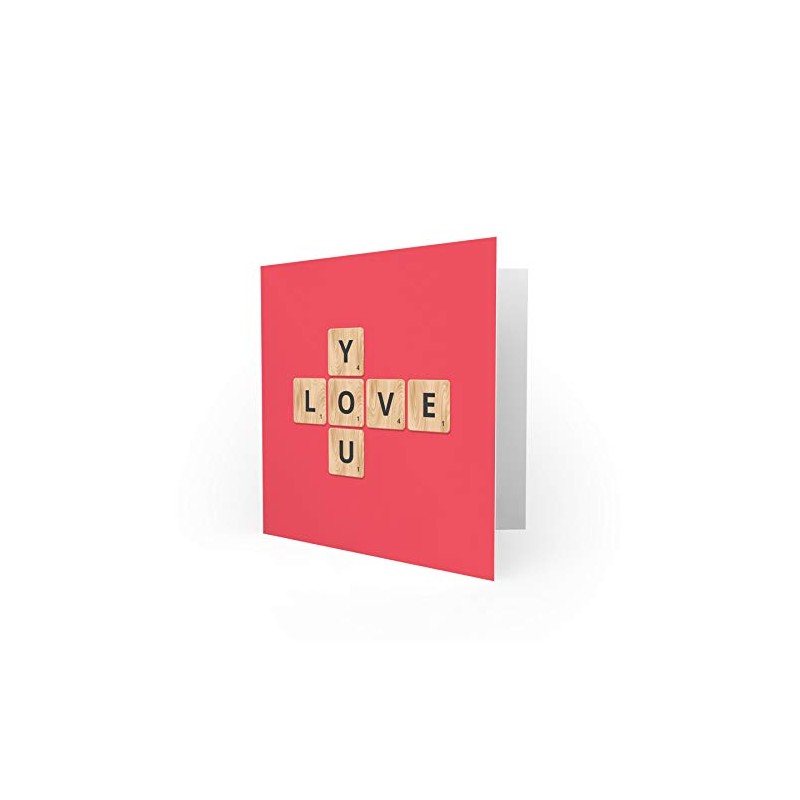 Wee Blue Coo Love You Scrabble Pattern - Valentines/Anniversary Card